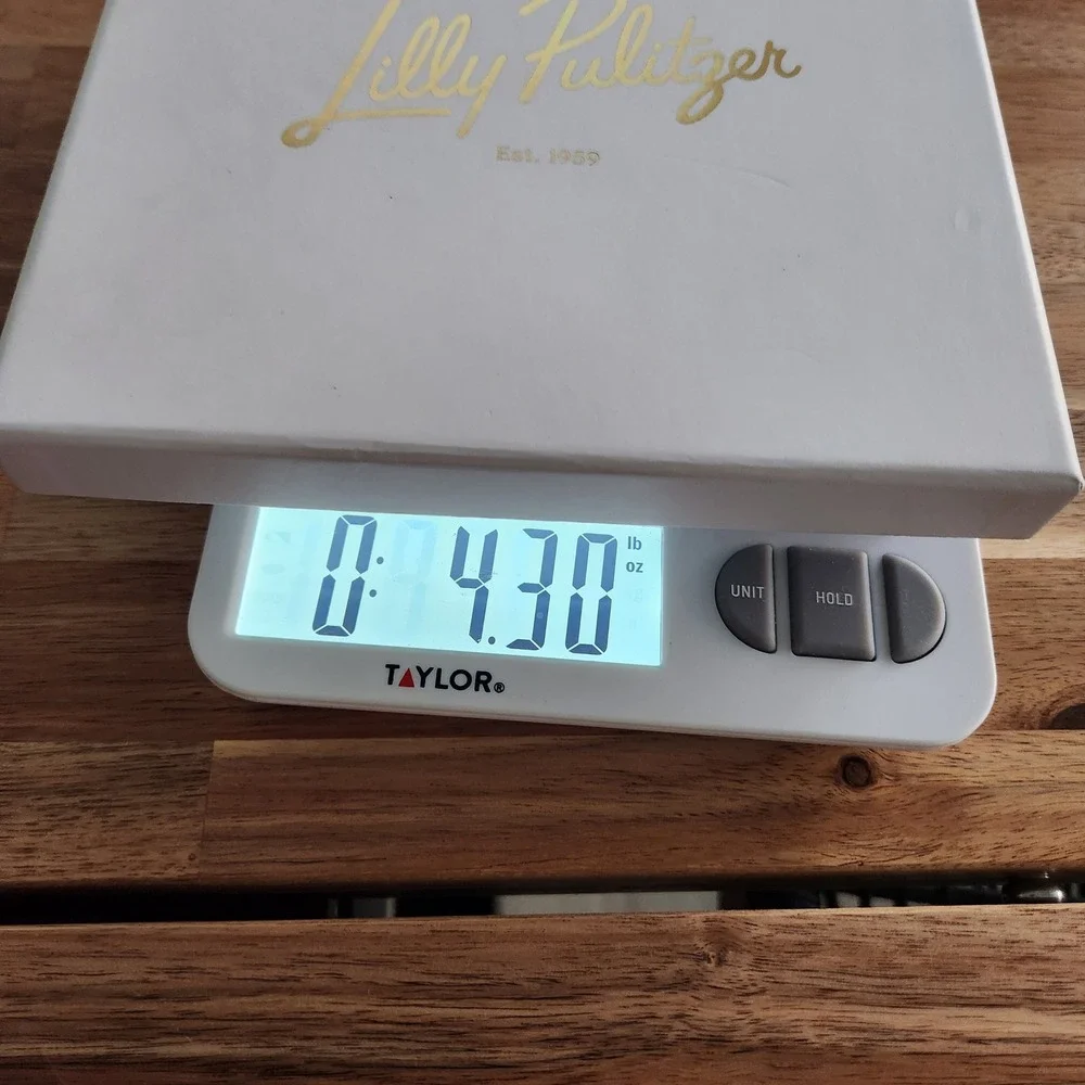 Lilly Pulitzer White Gold Foil Logo Square Gift Box 6.75x6.75x1.25 Accessory Box